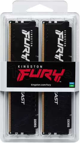 Photo de Kit Barrettes mémoire 64Go (2x32Go) DIMM DDR5 Kingston Fury Beast 6000MHz (Noir)