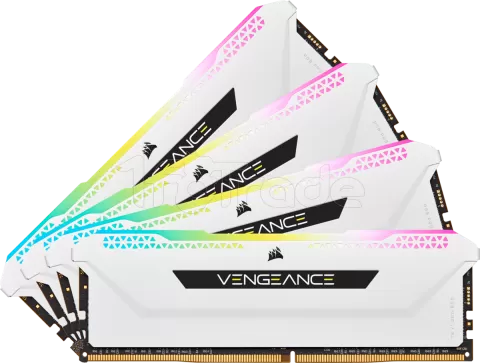 Photo de Kit Barrettes mémoire 64Go (4x16Go) DIMM DDR4 Corsair Vengeance Pro SL RGB 3200Mhz (Blanc)