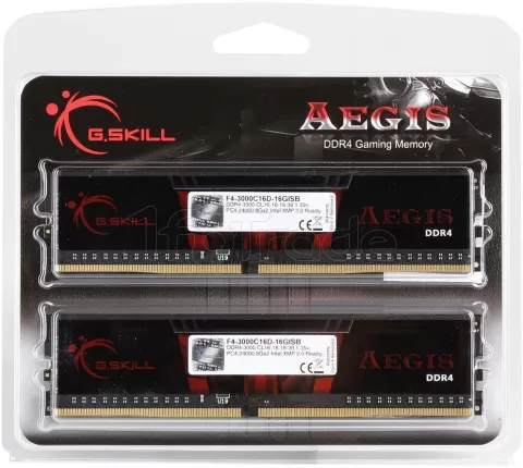 Photo de Kit Barrettes mémoire 8Go (2x4Go) DIMM DDR4 G.Skill Aegis  2400Mhz (Noir et Rouge)