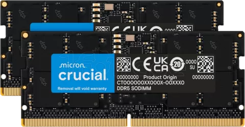 Photo de Kit Barrettes mémoire SODIMM DDR5 32Go (2x16Go) Crucial  4800Mhz (Noir)