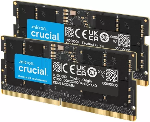 Photo de Kit Barrettes mémoire SODIMM DDR5 32Go (2x16Go) Crucial  4800Mhz (Noir)