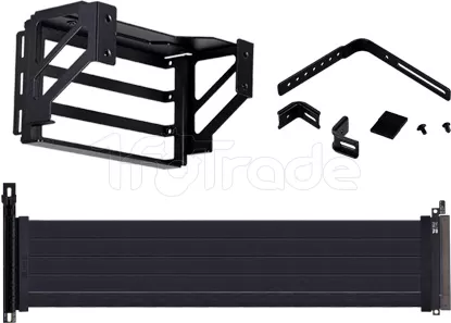 Photo de Kit Riser PCIe 4.0 16X Lian-Li pour O11 Dynamic Evo avec support frontal et nappe 20cm (Noir)