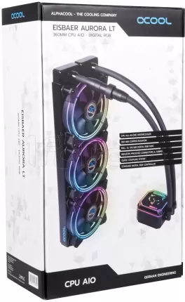 Photo de Kit Watercooling AIO Alphacool Eisbaer Aurora LT RGB - 360mm (Noir)