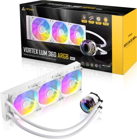 Photo de Kit Watercooling AIO Antec Vortex Lum RGB - 360mm (Blanc)