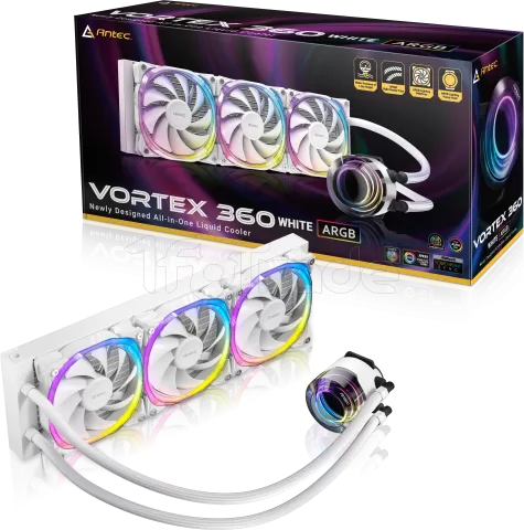 Photo de Kit Watercooling AIO Antec Vortex RGB - 360mm (Blanc)