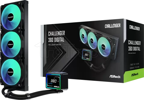 Photo de Kit Watercooling AIO ASRock Challenger Digital RGB - 360mm (Noir)