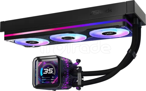 Photo de Kit Watercooling AIO ASRock Phantom Gaming LCD RGB - 360mm (Noir)