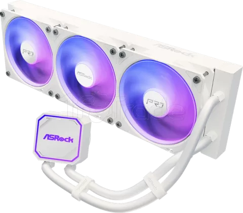 Photo de Kit Watercooling AIO ASRock Pro RGB - 360mm (Blanc)
