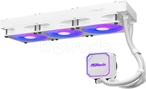 Photo de Kit Watercooling AIO ASRock Pro RGB - 360mm (Blanc)