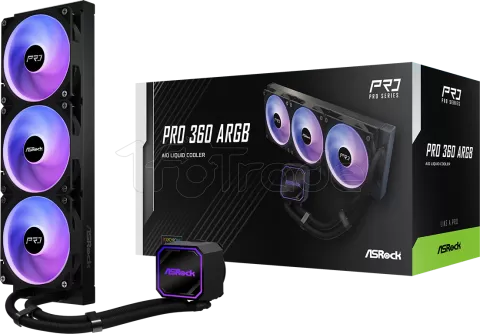 Photo de Kit Watercooling AIO ASRock Pro RGB - 360mm (Noir)