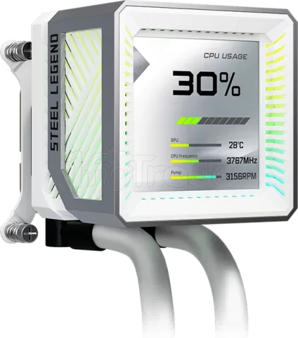 Photo de Kit Watercooling AIO ASRock Steel Legend LCD - 360mm (Blanc)