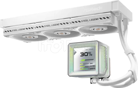 Photo de Kit Watercooling AIO ASRock Steel Legend LCD - 360mm (Blanc)