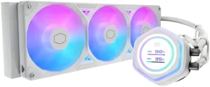Photo de Kit Watercooling AIO Cooler Master MasterLiquid Atmos II LCD ARGB - 360mm (Blanc)