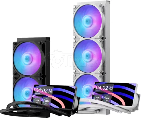 Photo de Kit Watercooling AIO Cooler Master MasterLiquid Core LCD RGB - 240mm (Noir)