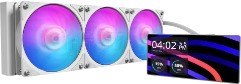 Photo de Kit Watercooling AIO Cooler Master MasterLiquid Core LCD RGB - 360mm (Blanc)