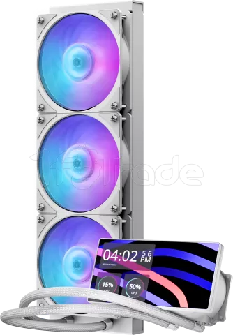 Photo de Kit Watercooling AIO Cooler Master MasterLiquid Core LCD RGB - 360mm (Blanc)