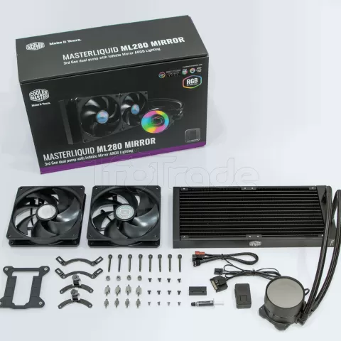 Photo de Kit Watercooling AIO Cooler Master MasterLiquid Mirror RGB - 280mm (Noir)