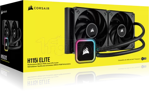 Photo de Kit Watercooling AIO Corsair iCue H115i Elite RGB - 280mm (Noir)