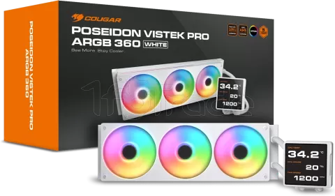 Photo de Kit Watercooling AIO Cougar Poseidon Vistek Pro RGB - 360mm (Blanc)