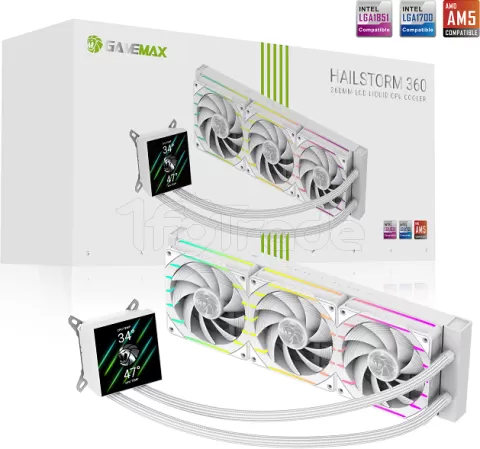 Photo de Kit Watercooling AIO Gamemax Hailstorm 360mm (Blanc)