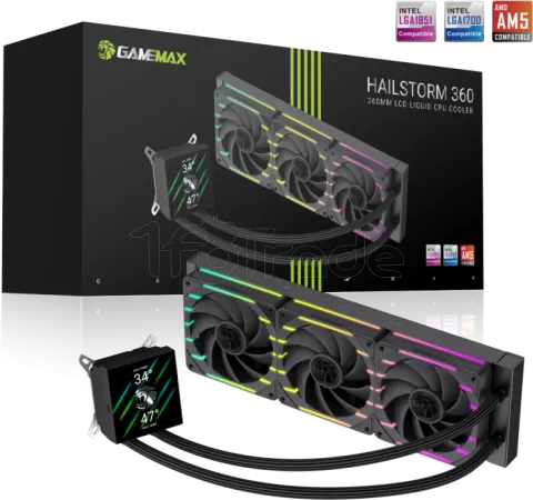 Photo de Kit Watercooling AIO Gamemax Hailstorm 360mm (Noir)