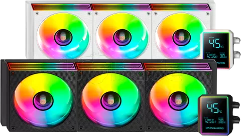 Photo de Kit Watercooling AIO Mars Gaming ML-LCDPro RGB - 360mm (Blanc)