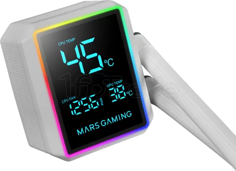 Photo de Kit Watercooling AIO Mars Gaming ML-LCDPro RGB - 360mm (Blanc)