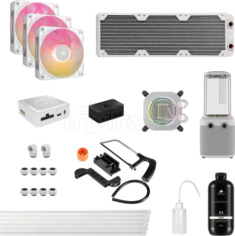 Photo de Kit Watercooling complet Corsair Hydro X iCue Link XH505i RX RGB - 360mm (Blanc)