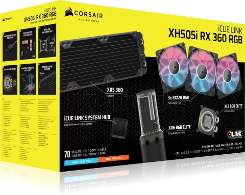 Photo de Kit Watercooling complet Corsair Hydro X iCue Link XH505i RX RGB - 360mm (Noir)