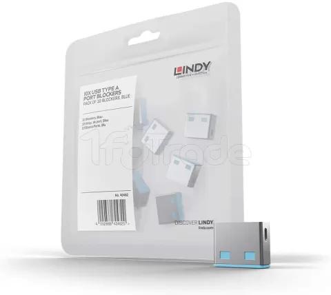 Photo de Lot de 10 Cadenas pour port USB Lindy (Gris/Bleu)