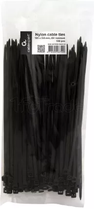 Photo de Lot de 100 Colliers plastique/Serre câble CableXpert - 150x3,6mm (Noir)