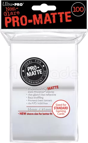 Photo de Lot de 100 Sleeves Ultra Pro Pro-Matte Format Standard 66x91mm (Blanc)