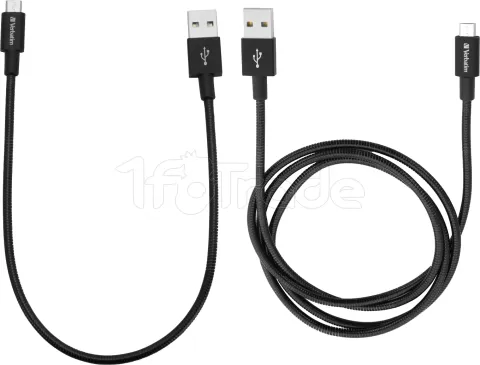 Photo de Lot de 2 Cables USB Verbatim Sync & Charge USB vers Micro USB 1m et 30cm (Noir)