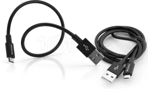 Photo de Lot de 2 Cables USB Verbatim Sync & Charge USB vers Micro USB 1m et 30cm (Noir)
