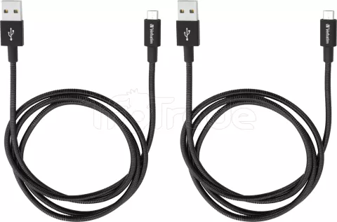 Photo de Lot de 2 Cables USB Verbatim Sync & Charge USB vers Micro USB 1m (Noir)