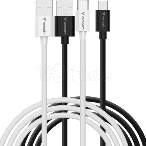 Photo de Lot de 2 cables Verbatim Essentials Sync & Charge USB-A vers USB-C 18W M/M 1m (Noir/Blanc)