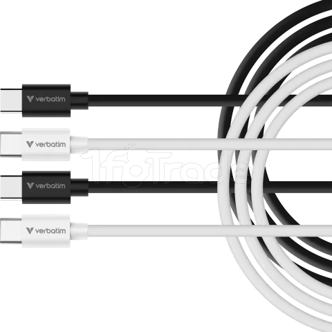 Photo de Lot de 2 cables Verbatim Essentials Sync & Charge USB-C 60W M/M 1m (Noir/Blanc)