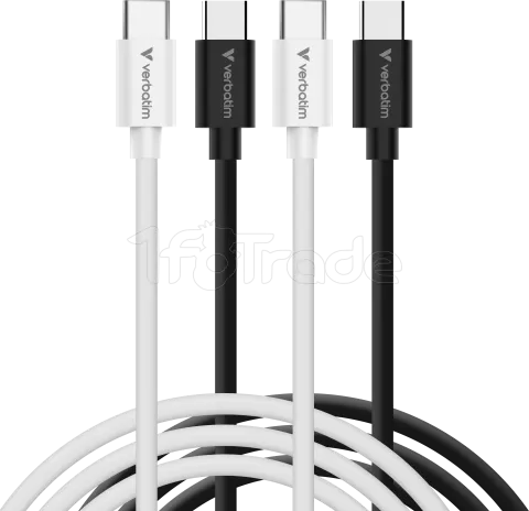 Photo de Lot de 2 cables Verbatim Essentials Sync & Charge USB-C 60W M/M 1m (Noir/Blanc)