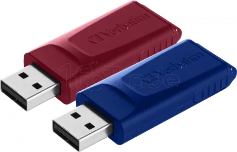 Photo de Lot de 2 Clés USB 2.0 Verbatim Slider - 32Go (Bleu/Rouge)