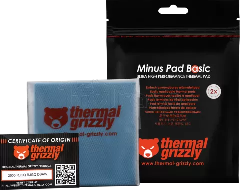 Photo de Lot de 2 Pads Thermiques Thermal Grizzly Minus Pad Basic 100x100x1,5mm (Noir)