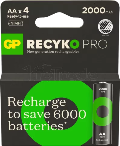 Photo de Lot de 2 piles rechargeables GP Batteries ReCyko Pro type AA (LR6) 2000mAh