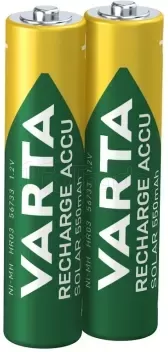 Photo de Lot de 2 piles rechargeables Varta Recharge Accu Solar type AAA (LR3) 550mAh