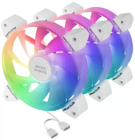 Photo de Lot de 3 Ventilateurs boitier Mars Gaming MF-3A RGB - 12cm (Blanc)