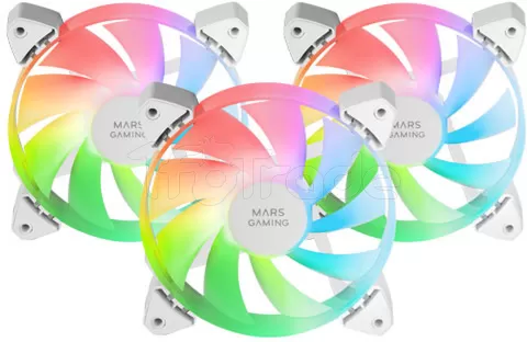 Photo de Lot de 3 Ventilateurs boitier Mars Gaming MF-3A RGB - 12cm (Blanc)