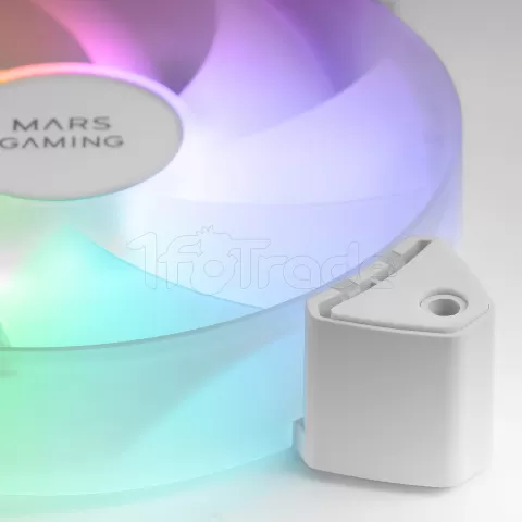 Photo de Lot de 3 Ventilateurs boitier Mars Gaming MF-3A RGB - 12cm (Blanc)