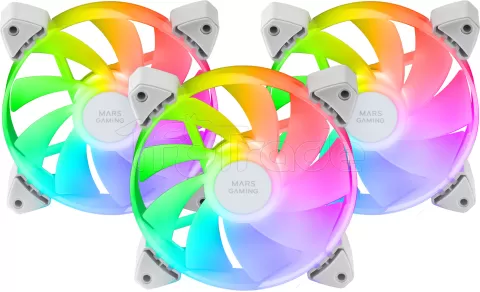 Photo de Lot de 3 Ventilateurs boitier Mars Gaming MF-3AR RGB - 12cm (Blanc)