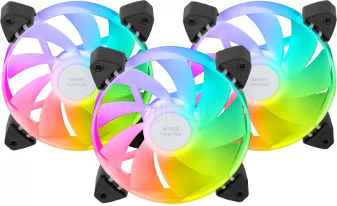Photo de Lot de 3 Ventilateurs boitier Mars Gaming MF-3AR RGB - 12cm (Noir)