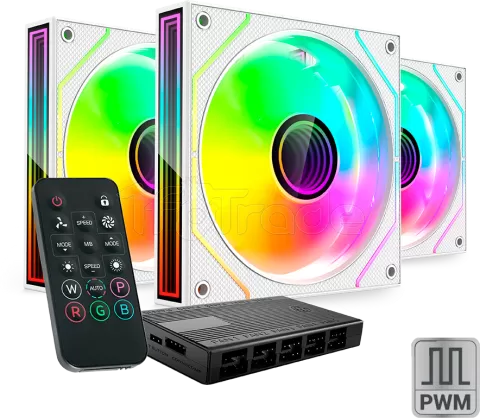 Photo de Lot de 3 Ventilateurs boitier Mars Gaming MF-3DPROKIT - 12cm (Blanc)