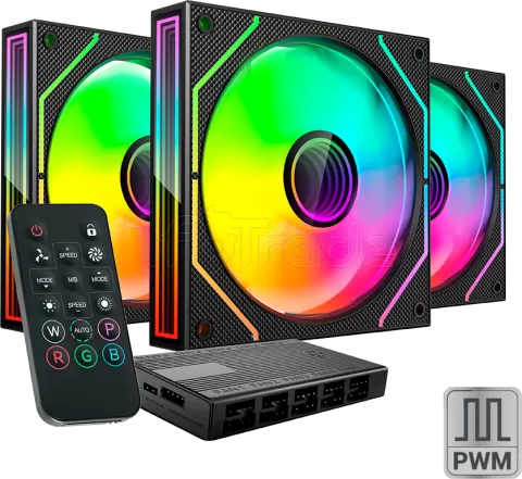 Photo de Lot de 3 Ventilateurs boitier Mars Gaming MF-3DProKit RGB - 12cm (Noir)