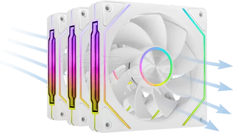 Photo de Lot de 3 Ventilateurs boitier Mars Gaming MF-LinkFinity 2 Reverse RGB - 12cm (Blanc)